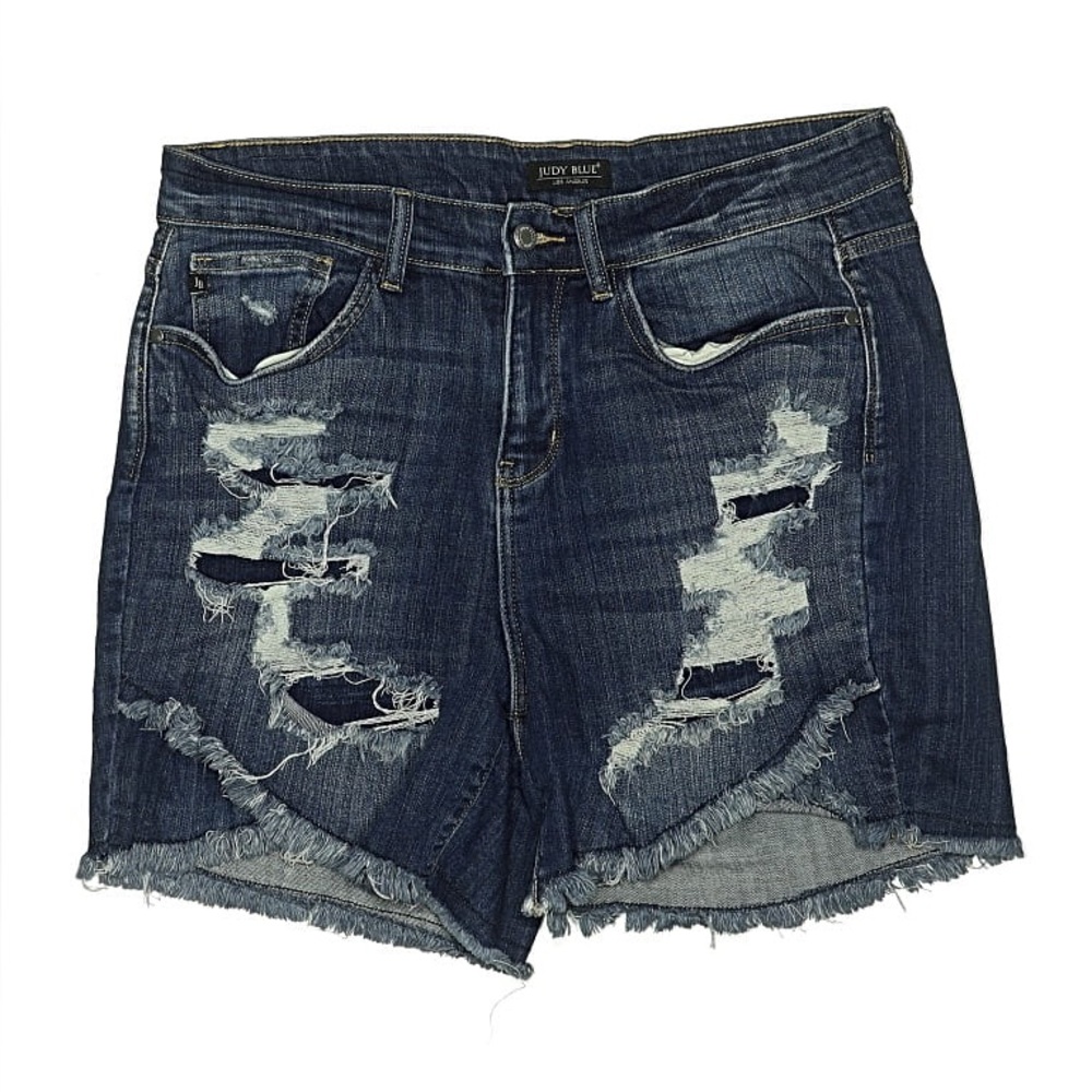 Judy Blue Women's Distressed Denim Shorts - Blue size Large
